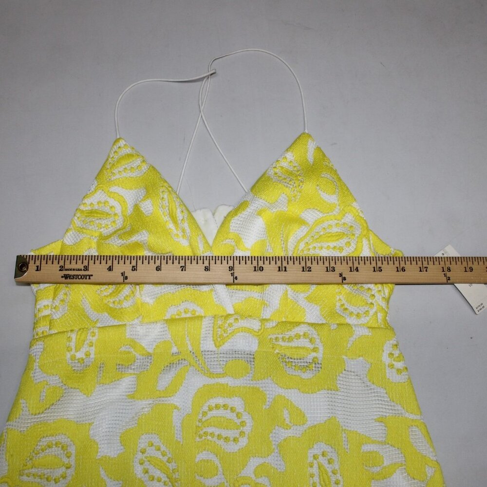 Maeve Dress $170 Sz 10 Yellow White Lined Embroidered V Neck Poly Viscose - Picture 16 of 16